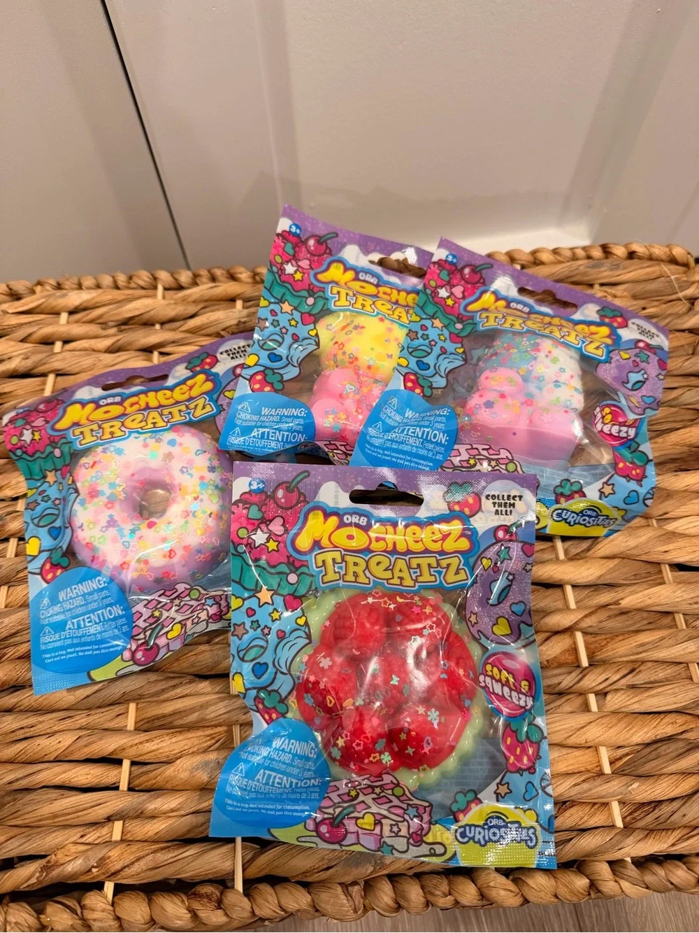 ORB Mochi-ez Treatz Kids Squishy Toy - Red, Pink, Yellow, White (4pack)